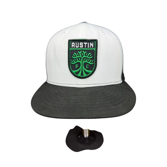 Austin FC MLS Soccer New Era 59Fifty Fitted Hat Cap Size 8 Black White Green EUC - Picture 1 of 13